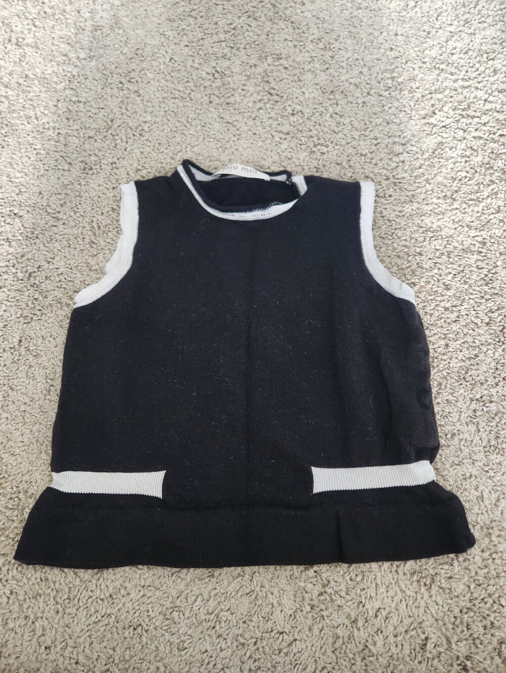 Miu Miu Wool Knit Tank Top With White Trim Size 44